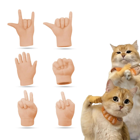 RYAOLFLY Mini Hands for Cats Mini Human Hands for Cats Stretchable Hands Cat Toy Funny Tiny Hands for Cat Massage Finger Gloves for Cats.